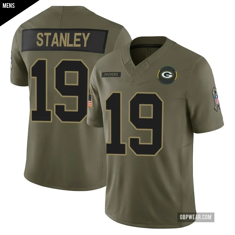 Men's Green Bay Packers ＃19 Dimitri Stanley Olive Limited 2025 Salute to Service Jersey