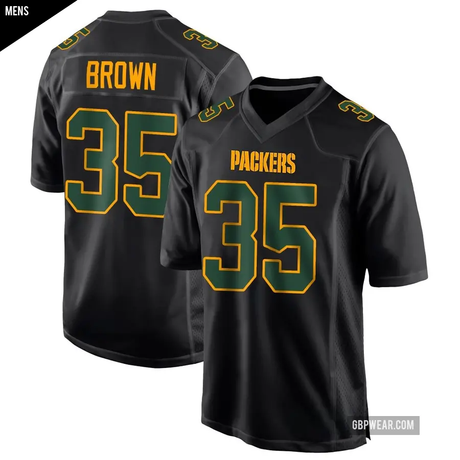 Men's Green Bay Packers ＃35 Kahzir Brown Black Game Fashion Jersey