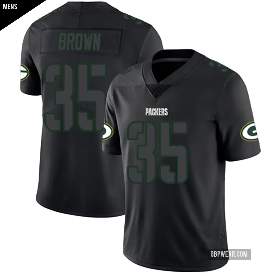 Men's Green Bay Packers ＃35 Kahzir Brown Black Impact Limited Jersey