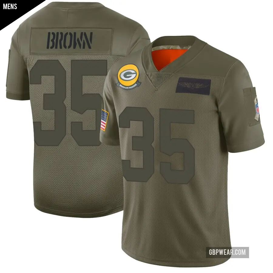 Men's Green Bay Packers ＃35 Kahzir Brown Camo Limited 2019 Salute to Service Jersey