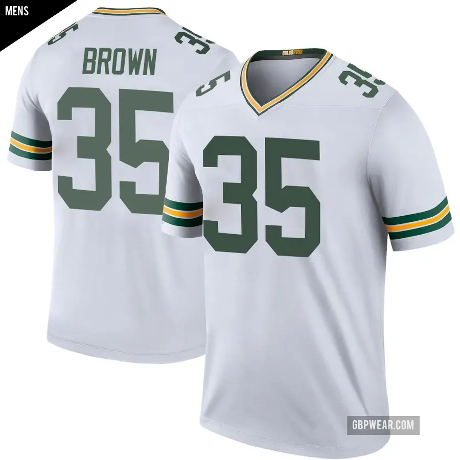 Men's Green Bay Packers ＃35 Kahzir Brown White Legend Color Rush Jersey