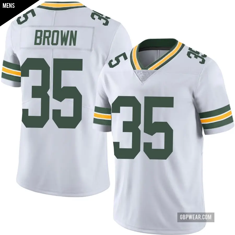 Men's Green Bay Packers ＃35 Kahzir Brown White Limited Vapor Untouchable Jersey