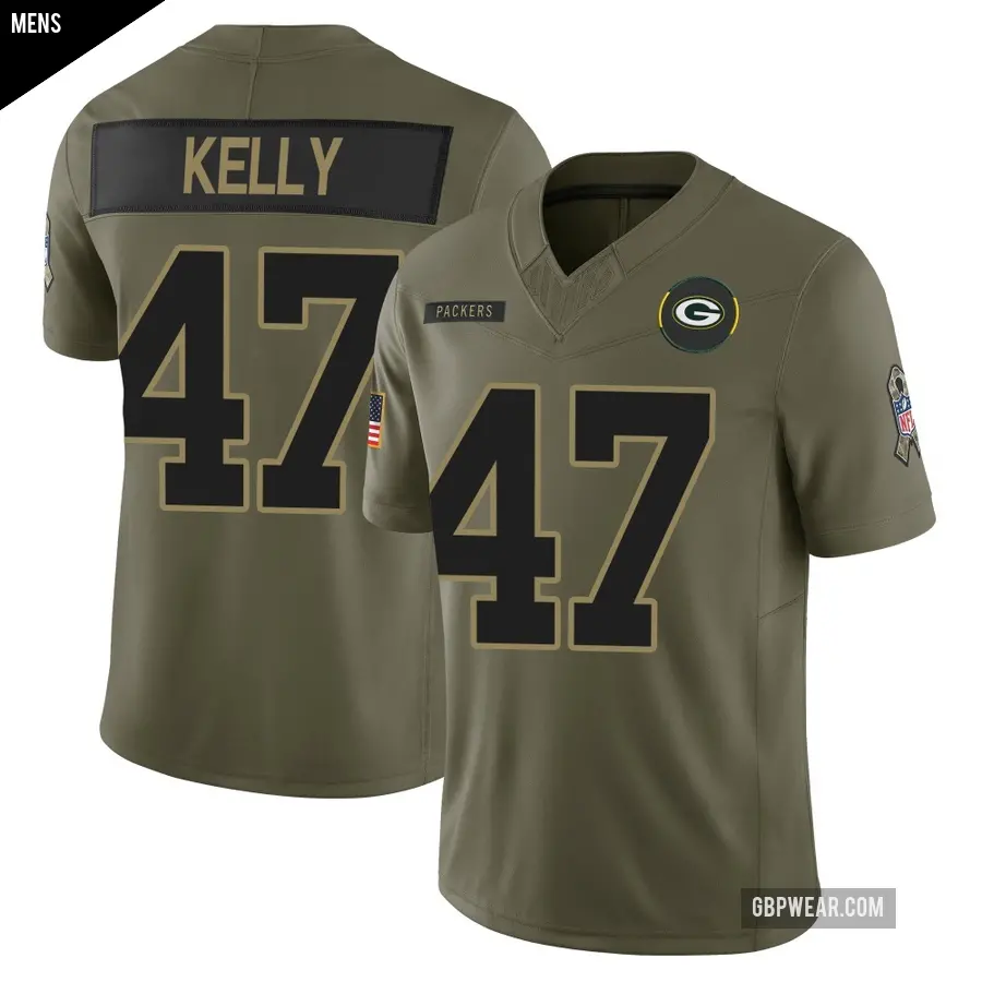 Men's Green Bay Packers ＃47 Nyjalik Kelly Olive Limited 2025 Salute to Service Jersey