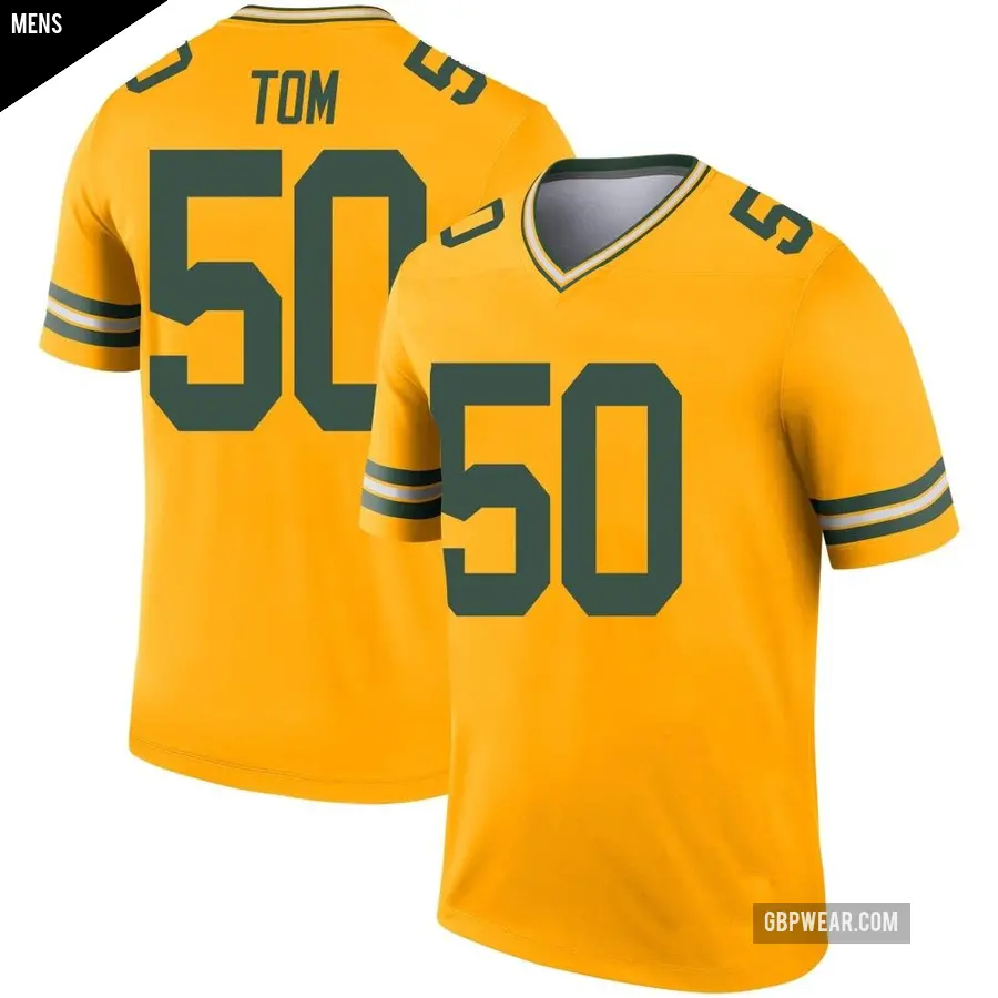 Men's Green Bay Packers ＃50 Zach Tom Gold Legend Inverted Jersey