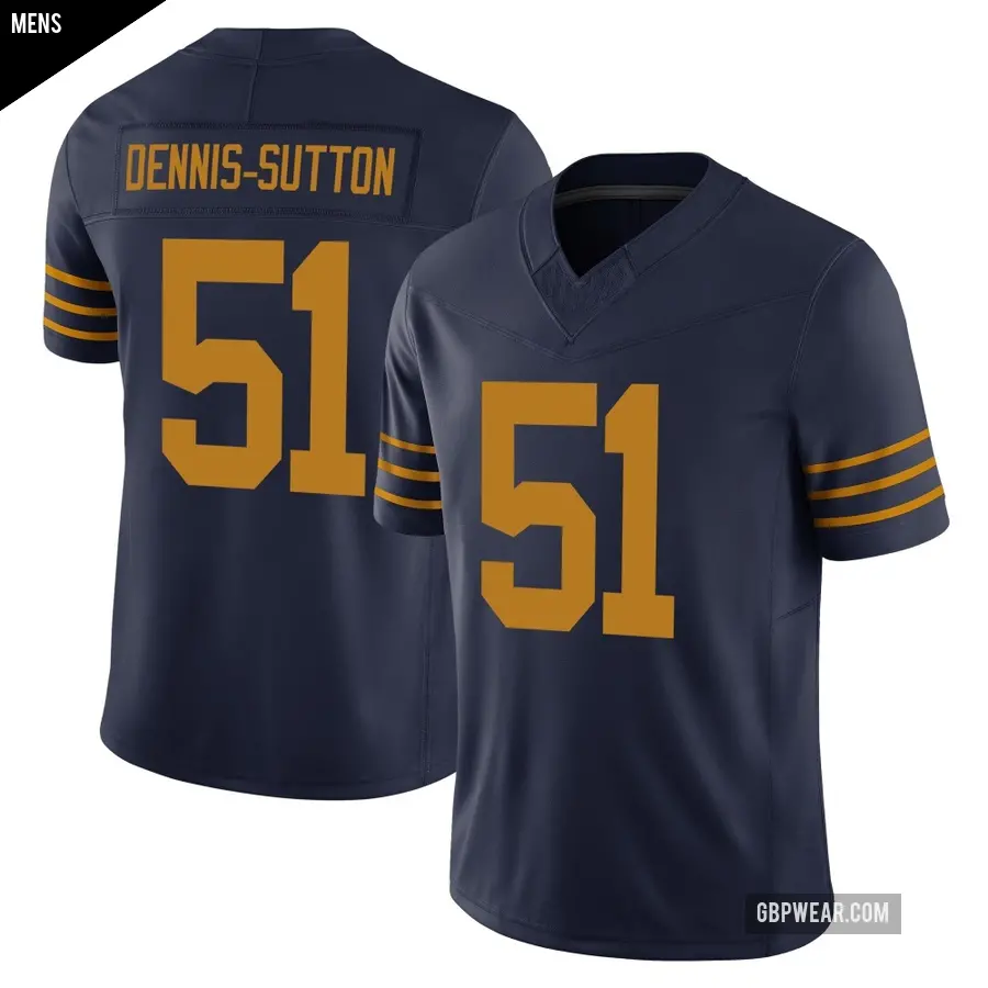 Men's Green Bay Packers ＃51 Dani Dennis-Sutton Navy Limited The 1923 Classic Vapor F.U.S.E. Jersey