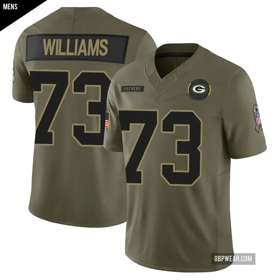 Men's Green Bay Packers ＃73 John Williams Olive Limited 2025 Salute to Service Jersey