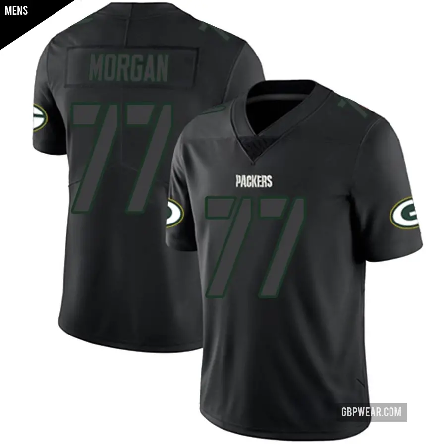 Men's Green Bay Packers ＃77 Jordan Morgan Black Impact Limited Jersey