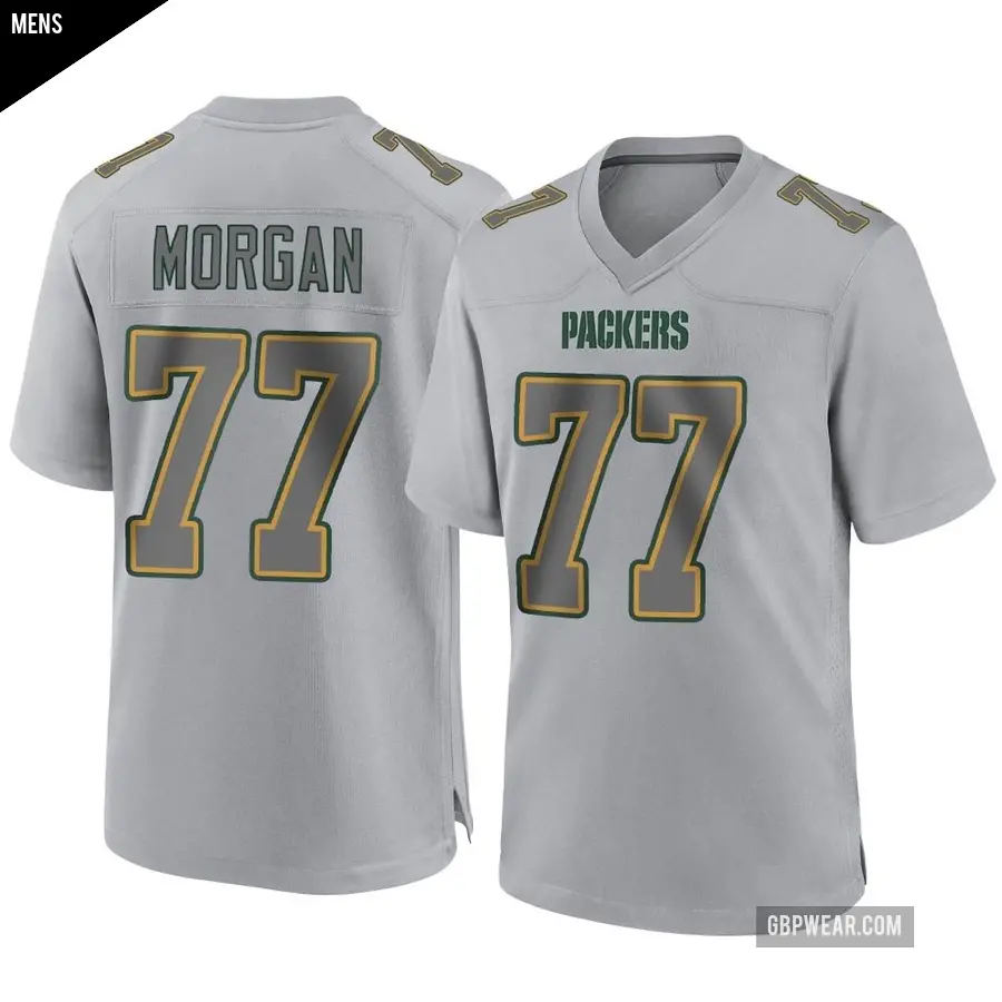 Men's Green Bay Packers ＃77 Jordan Morgan Gray Game Atmosphere Fashion Jersey
