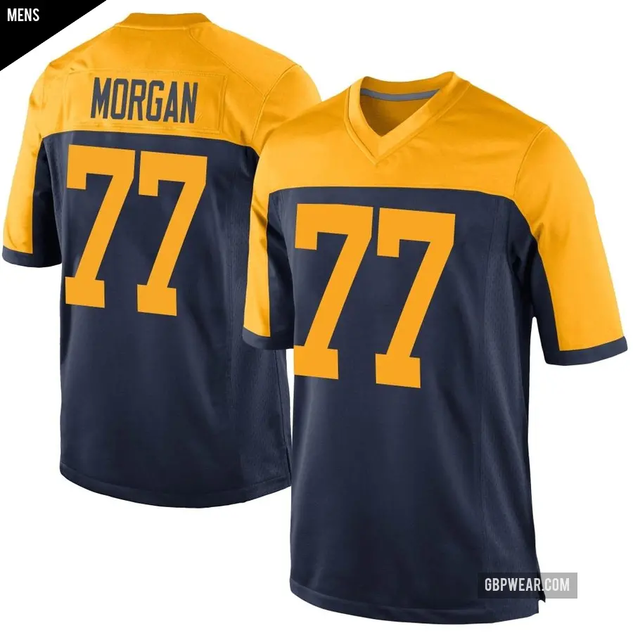 Men's Green Bay Packers ＃77 Jordan Morgan Navy Game Alternate Jersey