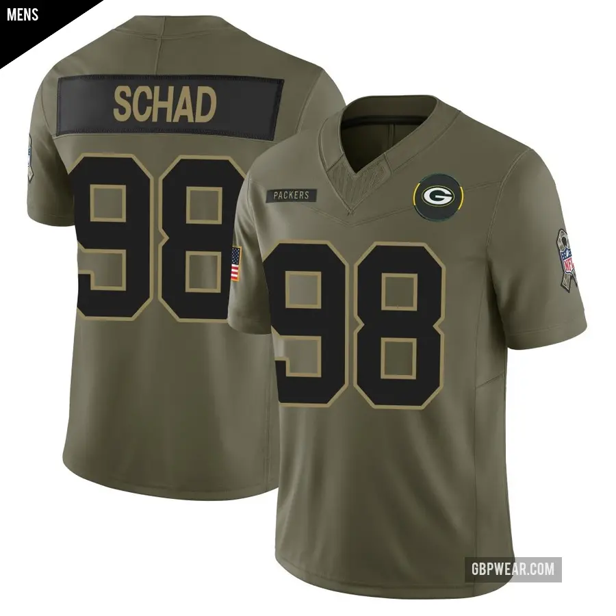 Men's Green Bay Packers ＃98 Keonte Schad Olive Limited 2025 Salute to Service Jersey