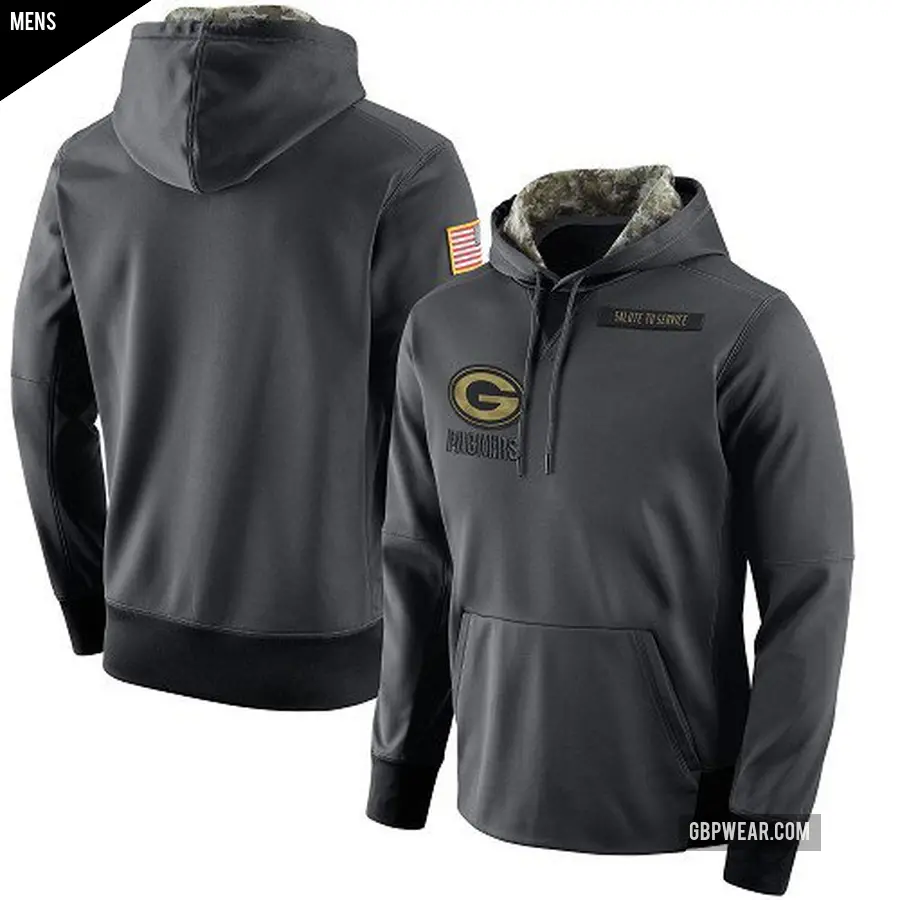 Men's Green Bay Packers Anthracite Salute to Service Player Performance Hoodie