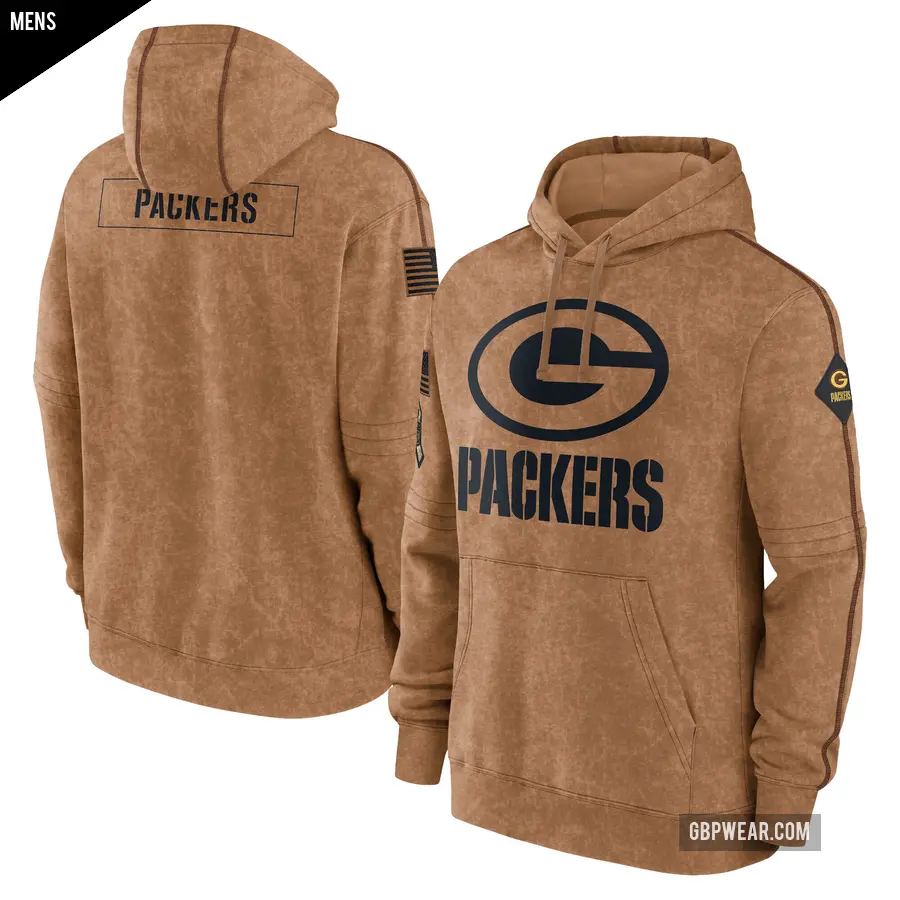 Men's Green Bay Packers Brown 2023 Salute to Service Club Pullover Hoodie