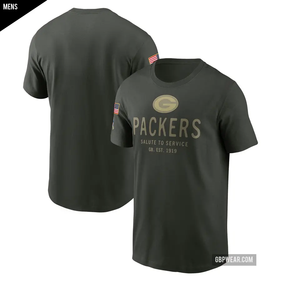 Men's Green Bay Packers Green Forest Big & Tall 2025 Salute to Service Sideline Edge T-Shirt