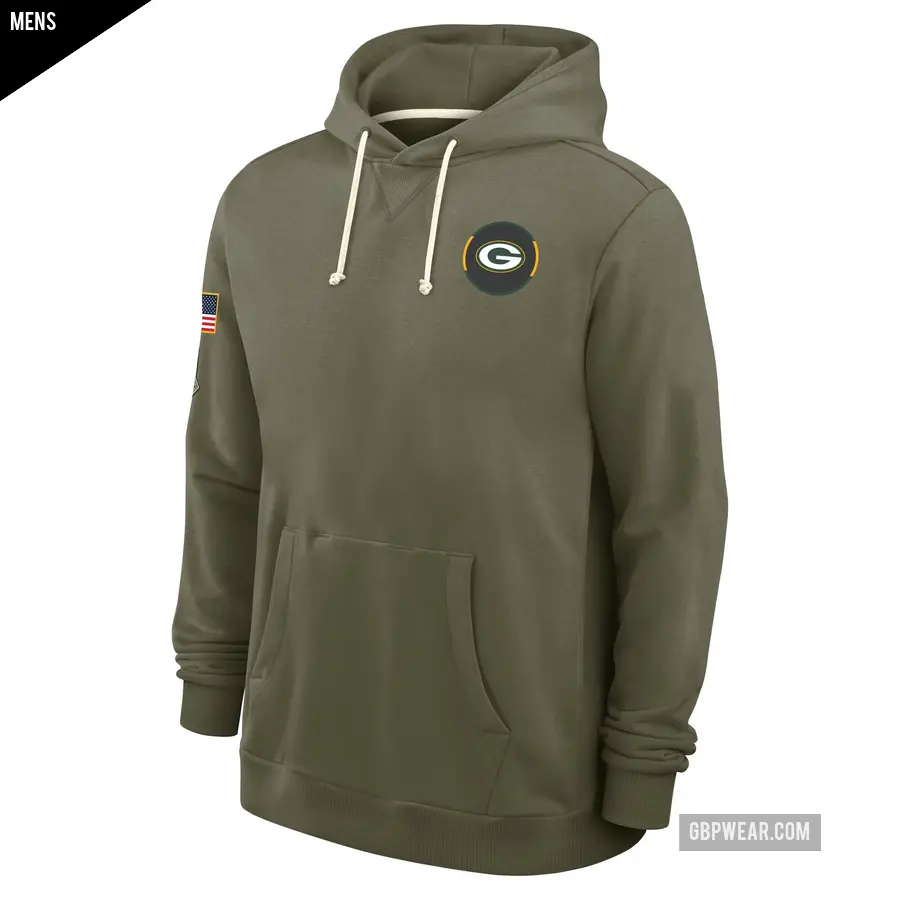 Men's Green Bay Packers Olive 2025 Salute to Service Sideline Hoodie