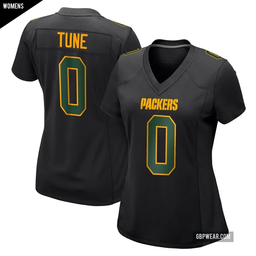 Women's Green Bay Packers ＃0 Clayton Tune Black Game Fashion Jersey