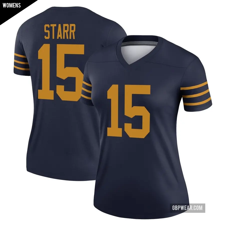 Women's Green Bay Packers ＃15 Bart Starr Navy Legend The 1923 Classic Jersey