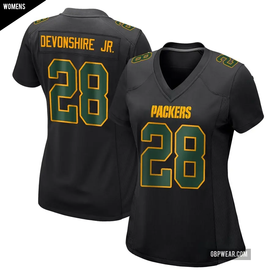 Women's Green Bay Packers ＃28 MJ Devonshire Jr. Black Game Fashion Jersey
