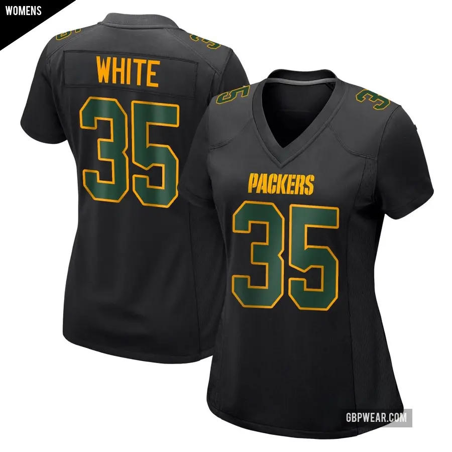 Women's Green Bay Packers ＃35 Jalen White Black Game Fashion Jersey
