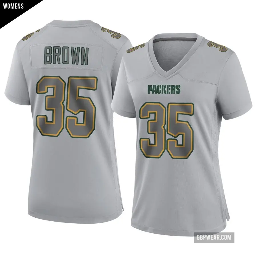 Women's Green Bay Packers ＃35 Kahzir Brown Gray Game Atmosphere Fashion Jersey