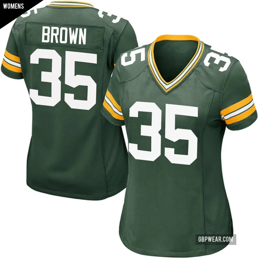 Women's Green Bay Packers ＃35 Kahzir Brown Green Game Team Color Jersey