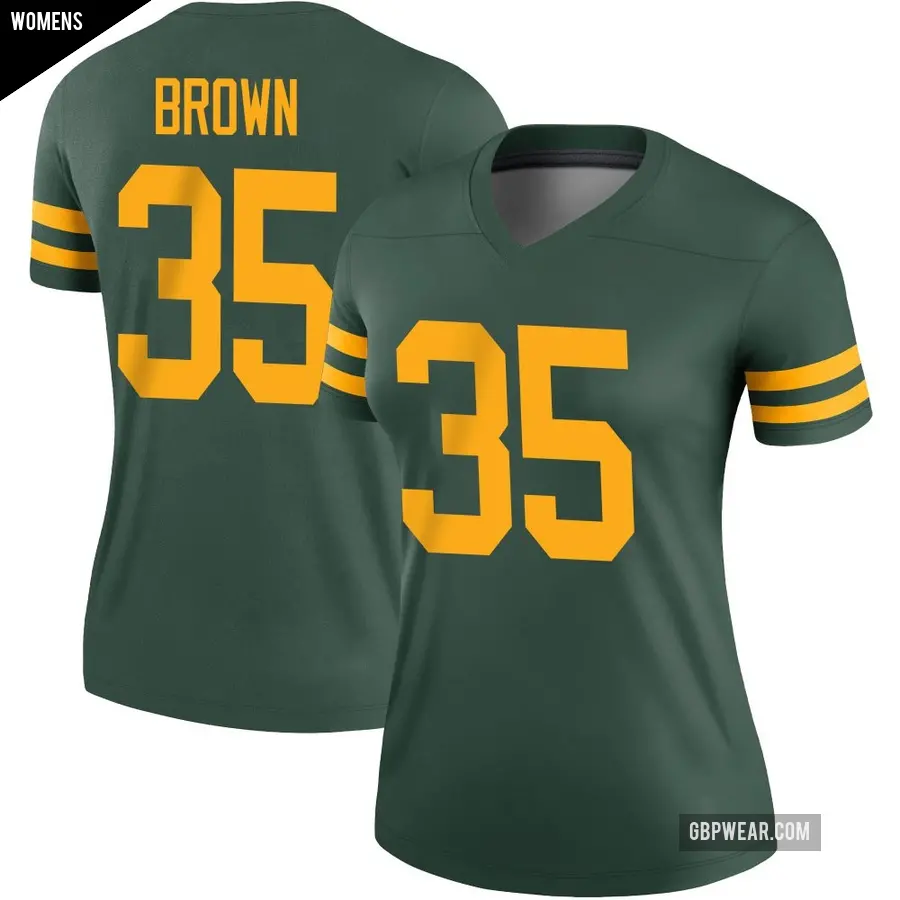 Women's Green Bay Packers ＃35 Kahzir Brown Green Legend Alternate Jersey