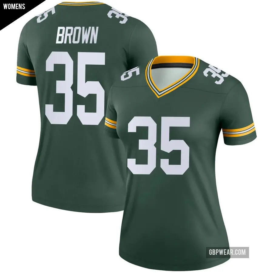 Women's Green Bay Packers ＃35 Kahzir Brown Green Legend Jersey