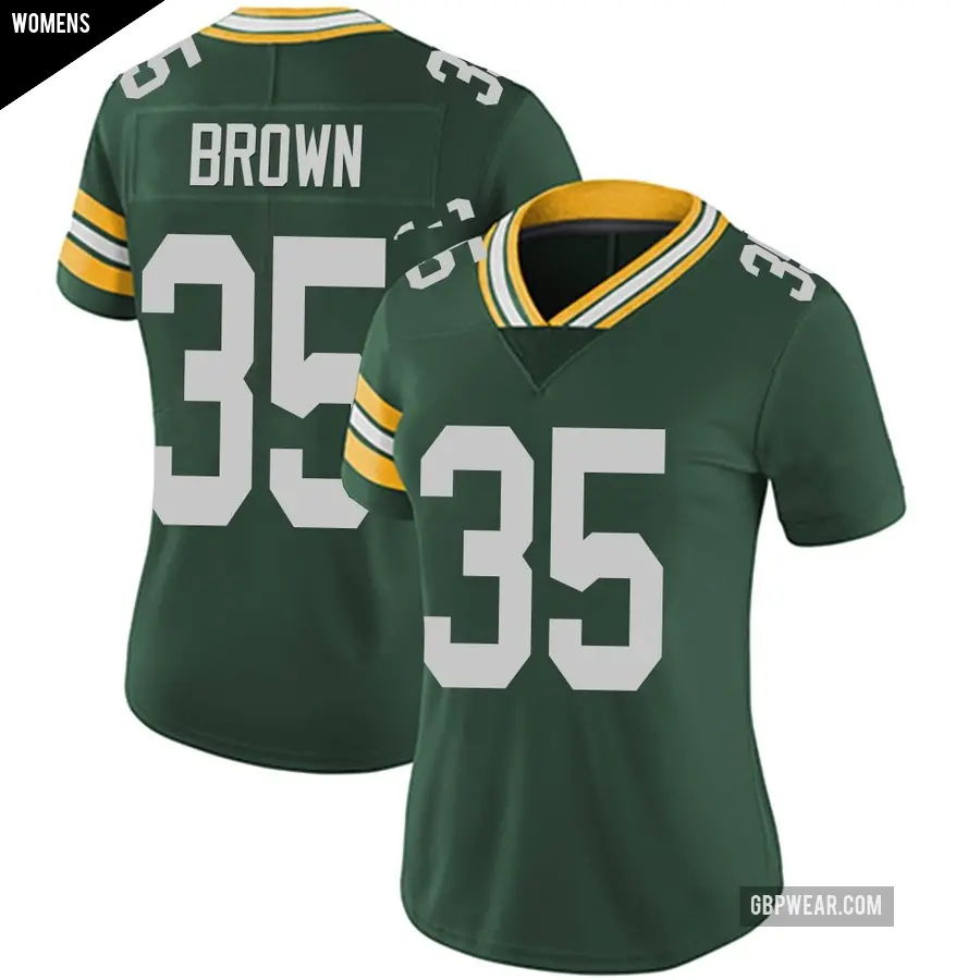Women's Green Bay Packers ＃35 Kahzir Brown Green Limited Team Color Vapor Untouchable Jersey