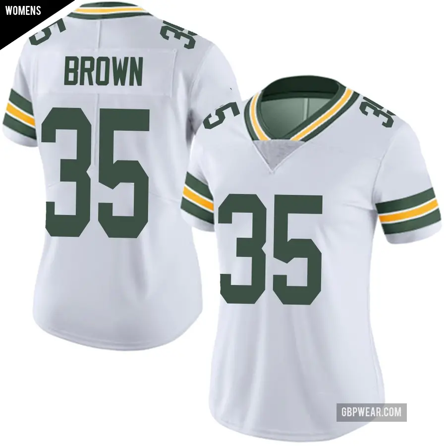 Women's Green Bay Packers ＃35 Kahzir Brown White Limited Vapor Untouchable Jersey