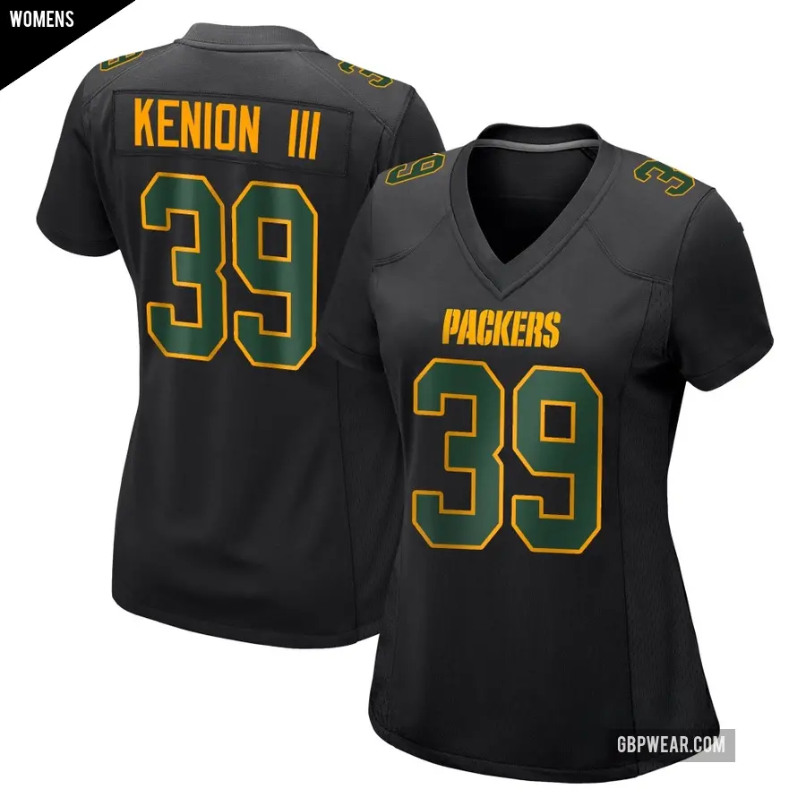 Women's Green Bay Packers ＃39 Murvin Kenion III Black Game Fashion Jersey