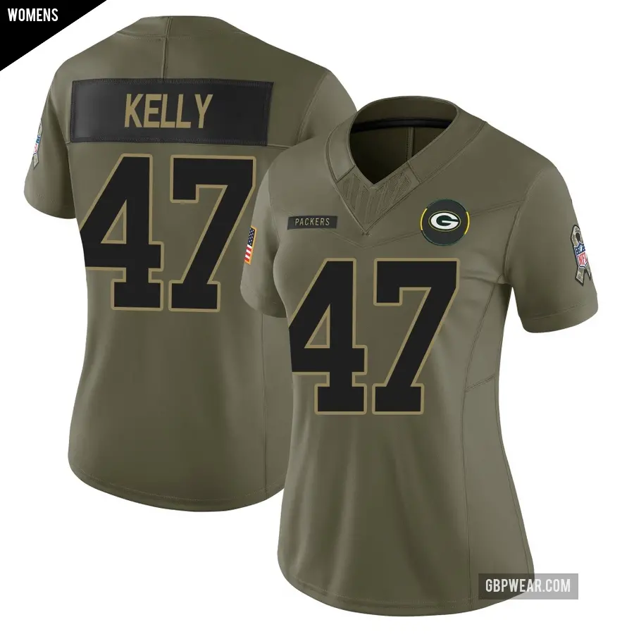 Women's Green Bay Packers ＃47 Nyjalik Kelly Olive Limited 2025 Salute to Service Jersey