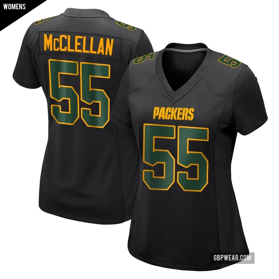 Women's Green Bay Packers ＃55 Chris McClellan Black Game Fashion Jersey