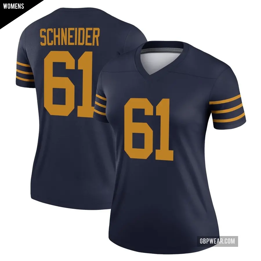Women's Green Bay Packers ＃61 Cole Schneider Navy Legend The 1923 Classic Jersey