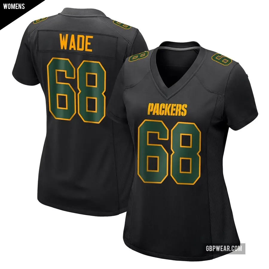 Women's Green Bay Packers ＃68 Dillon Wade Black Game Fashion Jersey
