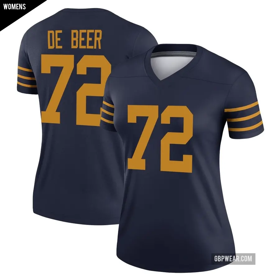 Women's Green Bay Packers ＃72 Gerhard de Beer Navy Legend The 1923 Classic Jersey