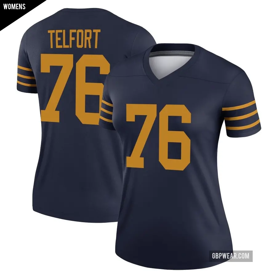Women's Green Bay Packers ＃76 Kadeem Telfort Navy Legend The 1923 Classic Jersey