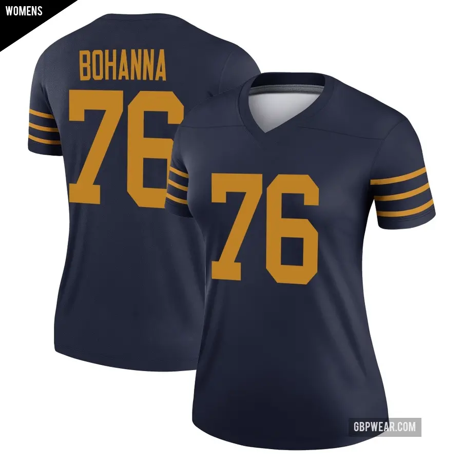 Women's Green Bay Packers ＃76 Quinton Bohanna Navy Legend The 1923 Classic Jersey