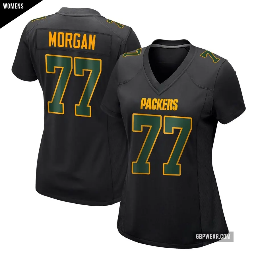 Women's Green Bay Packers ＃77 Jordan Morgan Black Game Fashion Jersey