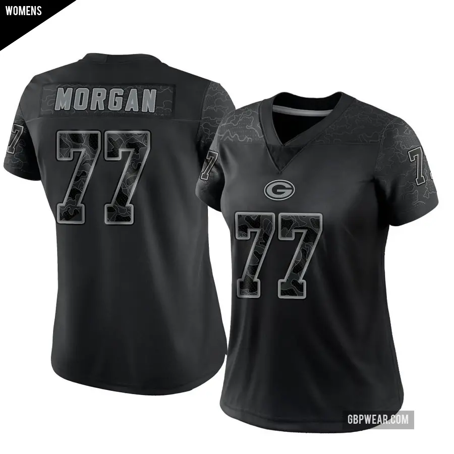 Women's Green Bay Packers ＃77 Jordan Morgan Black Limited Reflective Jersey