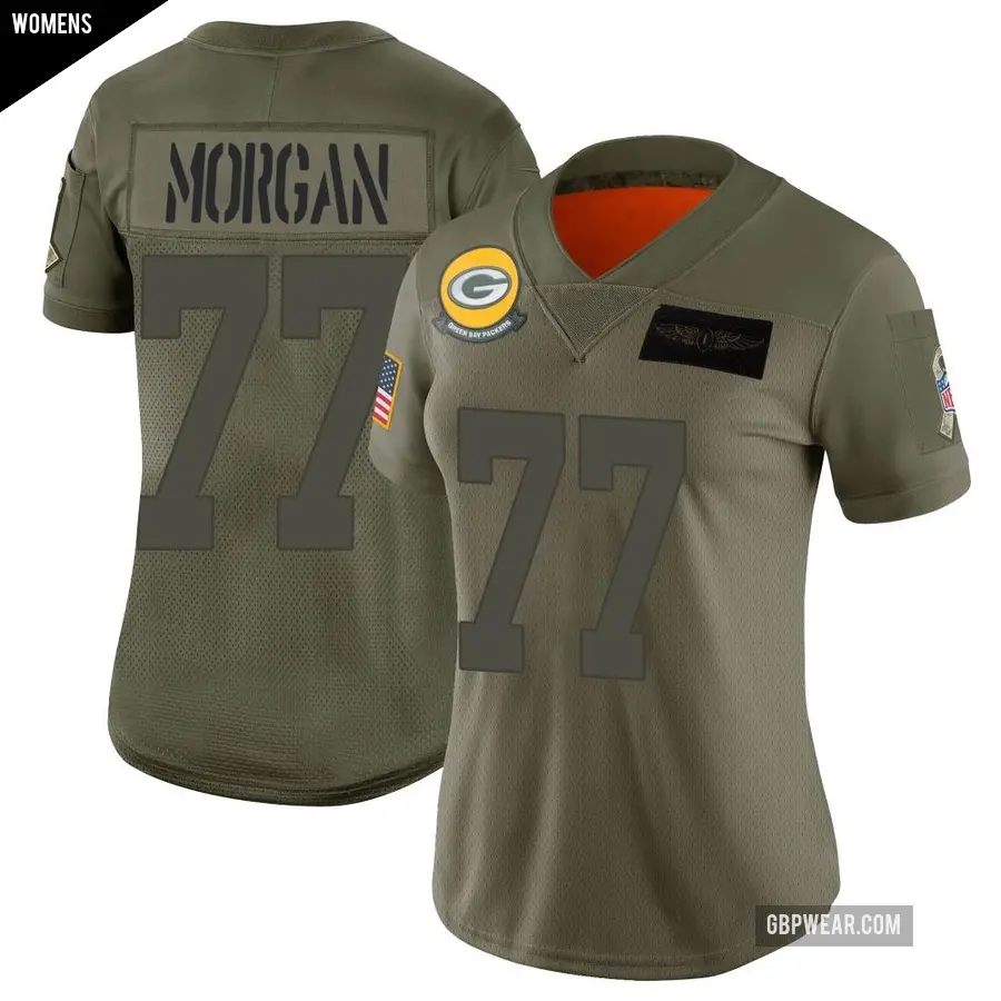 Women's Green Bay Packers ＃77 Jordan Morgan Camo Limited 2019 Salute to Service Jersey