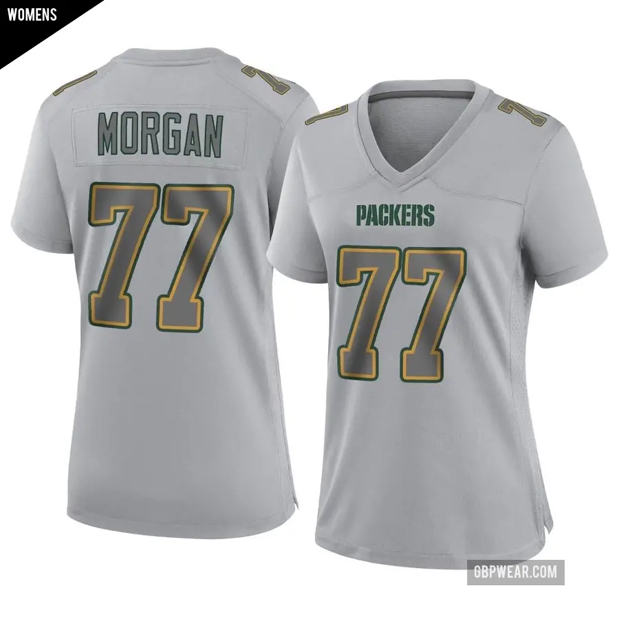 Women's Green Bay Packers ＃77 Jordan Morgan Gray Game Atmosphere Fashion Jersey