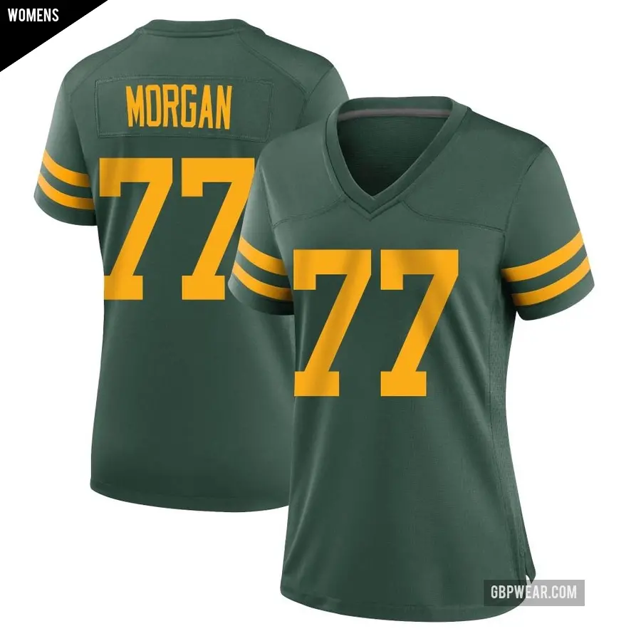 Women's Green Bay Packers ＃77 Jordan Morgan Green Game Alternate Jersey