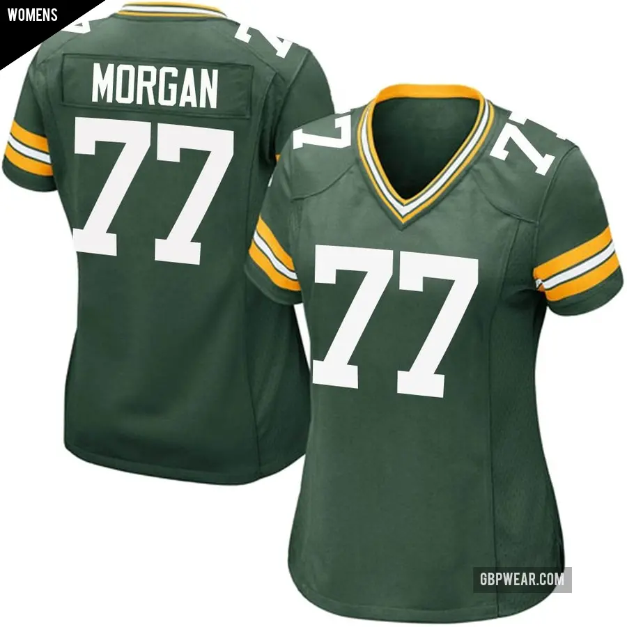 Women's Green Bay Packers ＃77 Jordan Morgan Green Game Team Color Jersey