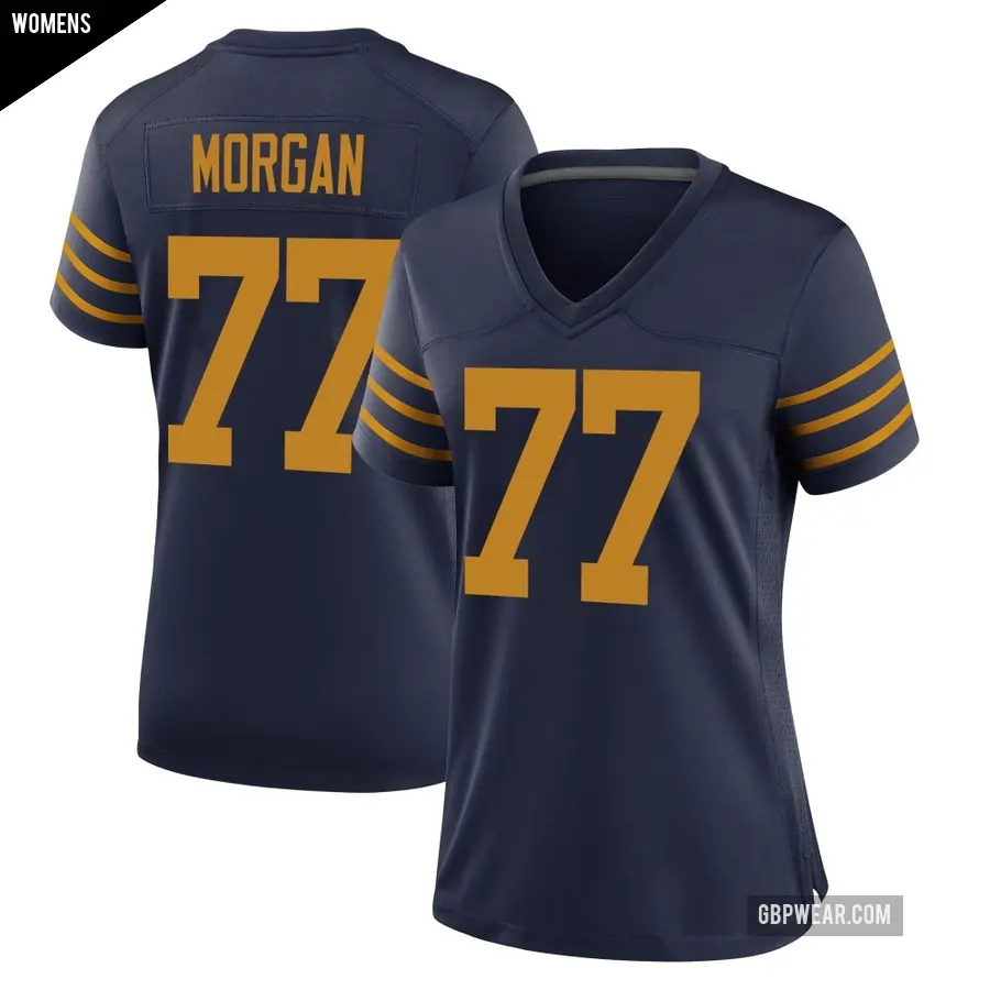 Women's Green Bay Packers ＃77 Jordan Morgan Navy Game The 1923 Classic Jersey