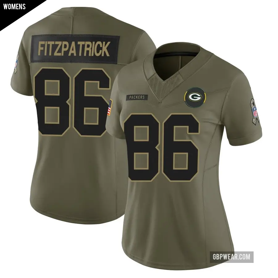 Women's Green Bay Packers ＃86 John FitzPatrick Olive Limited 2025 Salute to Service Jersey