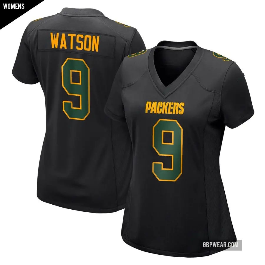 Women's Green Bay Packers ＃9 Christian Watson Black Game Fashion Jersey