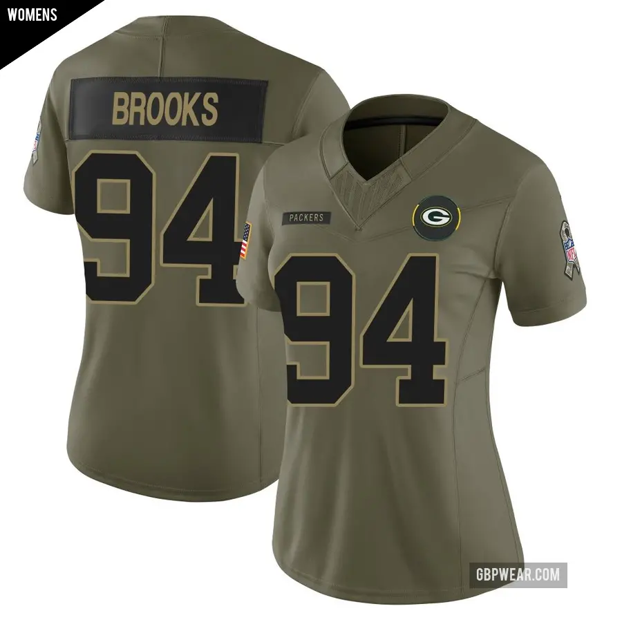Women's Green Bay Packers ＃94 Karl Brooks Olive Limited 2025 Salute to Service Jersey