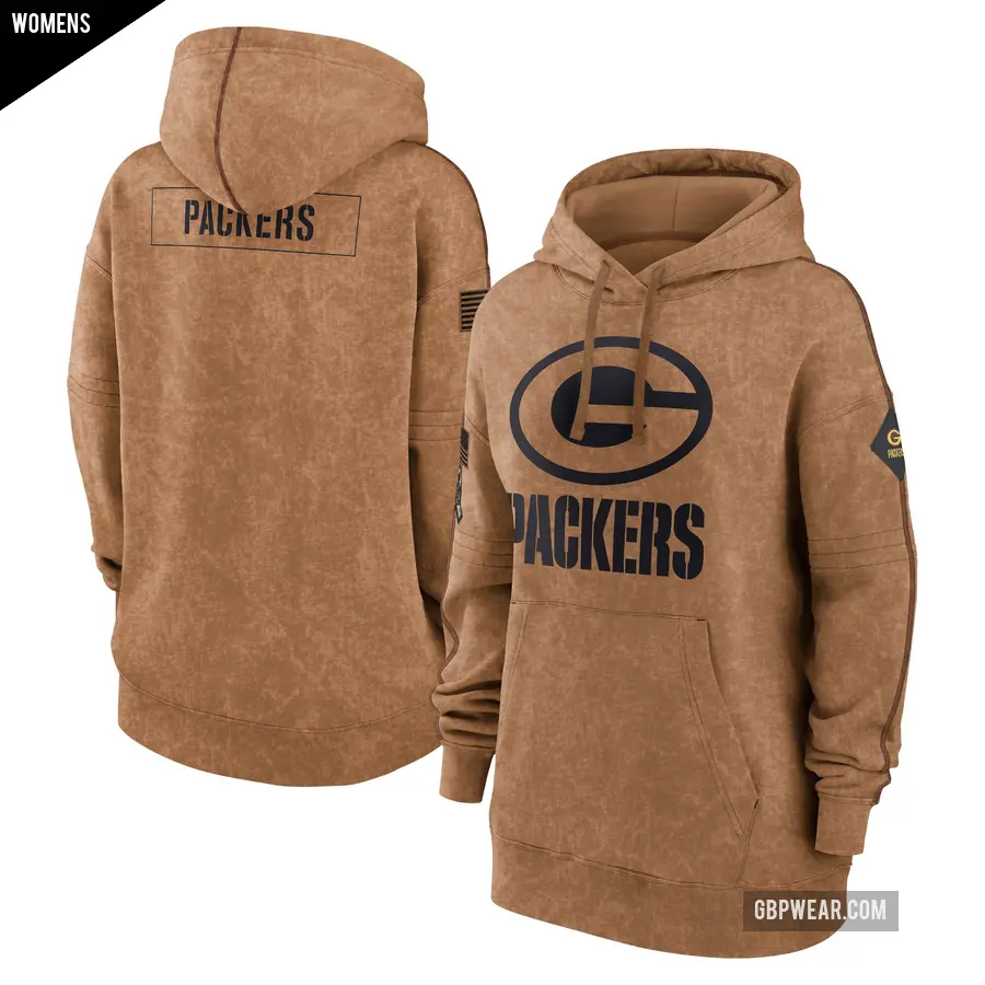 Women's Green Bay Packers Brown 2023 Salute to Service Pullover Hoodie