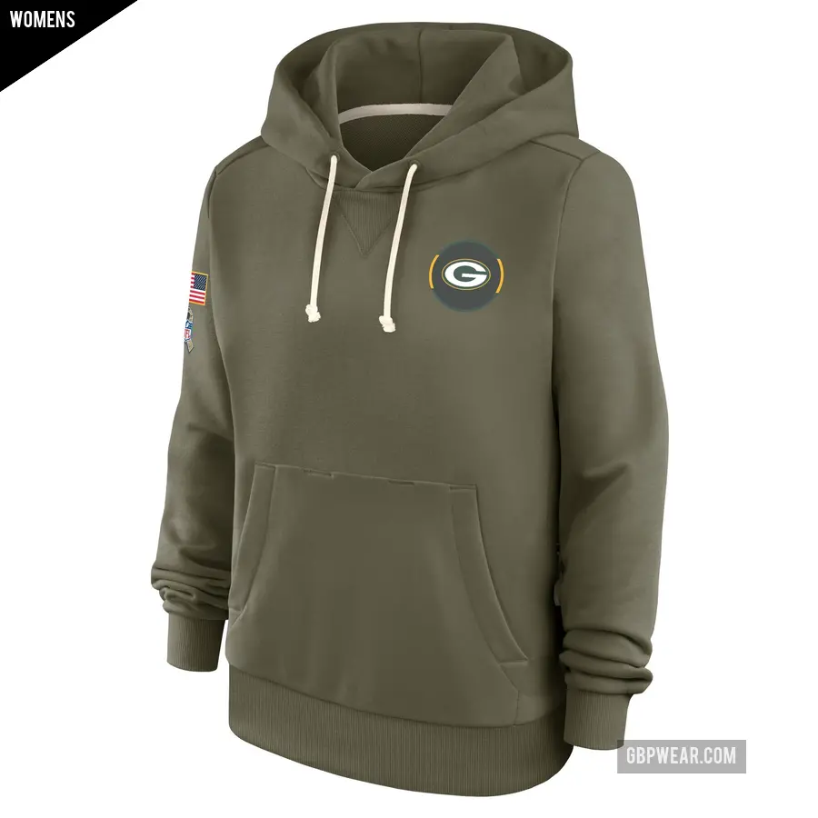 Women's Green Bay Packers Olive 2025 Salute to Service Sideline Hoodie