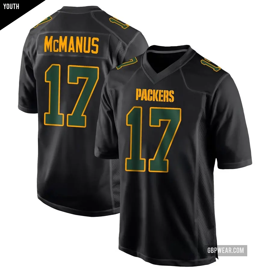 Youth Green Bay Packers ＃17 Brandon McManus Black Game Fashion Jersey