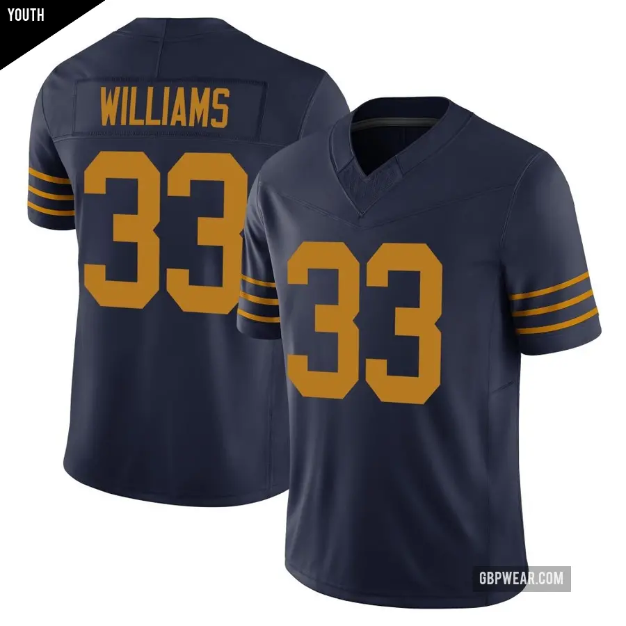 Youth Green Bay Packers ＃33 Evan Williams Navy Limited The 1923 Classic Vapor F.U.S.E. Jersey